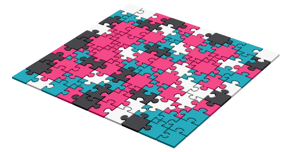 A generated arrangement of the Puzzle kit.